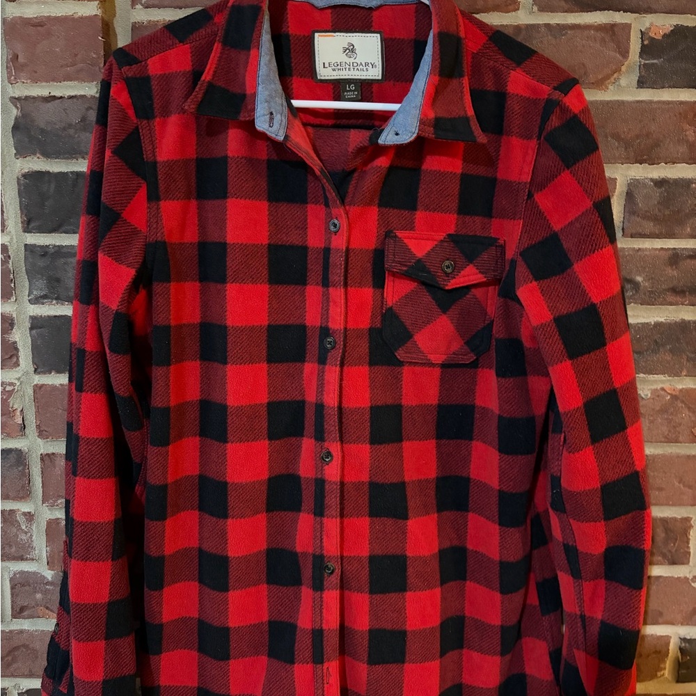 Legendary Whitetails Red and Black Plaid Flannel Button-Down Shirt